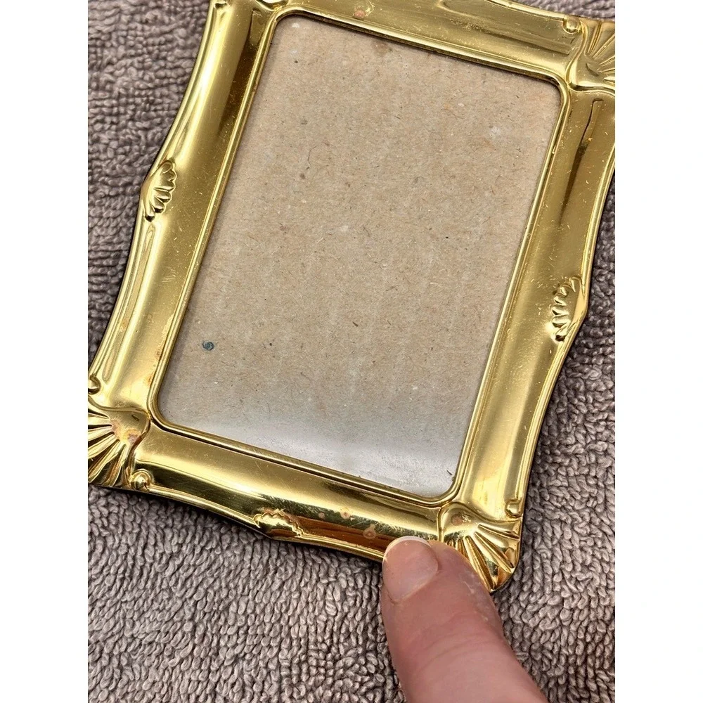 Vintage Mini Gold Tone Picture Frame Ornate Art Deco Easel Back Small Photo